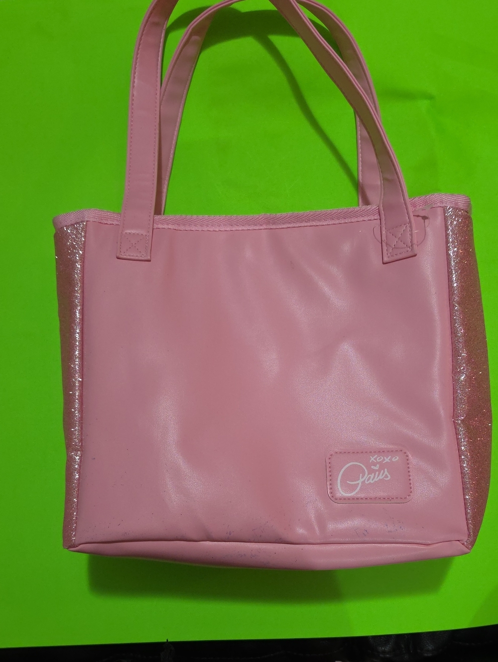Paris Hilton Pink Tote with Glitter Side Panels
